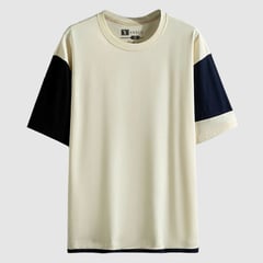 YANSUS - Polo Hombre Oversize Beige Tricolor