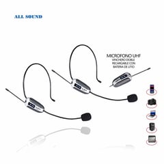 ALL SOUND - MICROFONO INALAMBRICO UHF DUAL MODELO VINCHERO RECARGABLE -