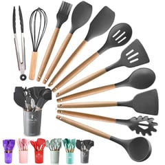 GENERICO - Juego De Utensilios De Cocina De Colores 12 Pcs Negro