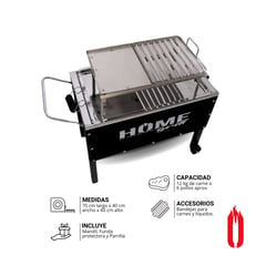 GENERICO - Caja China Home Grill Mediana 70x40x60 con Parrilla Mixta Inox