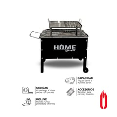 GENERICO - Caja China Home Grill Semi 60x35x50 con Parrilla Mixta Inox