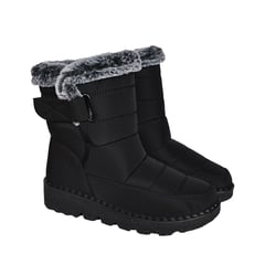 GENERICO - BOTA IMPERMEABLE ACOLCHADA PARA NIEVE Y LLUVIA SHERPA PLUSH NEGRO