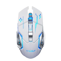 TWOLF - MOUSE INALAMBRICO GAMER RECARGABLE LUZ RGB - Blanco