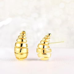 GENERICO - Aretes gota espiral con tuercas dorado talla S