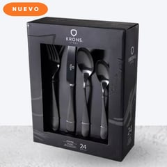 KRONS - Set de Cubiertos X24 Piezas Stone Negro