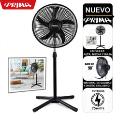 PRIMA - Ventilador de Pedestal 18" 70 Watts 3 Velocidades YL-1805-P