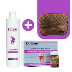 EXITENN - Pack shampoo prevención caída ampollas prevención caída Gratis Cepillo Wetbrush