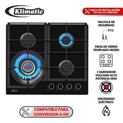 KLIMATIC - Cocina Empotrable a Gas 4 Hornillas Vulcano 4 Marca