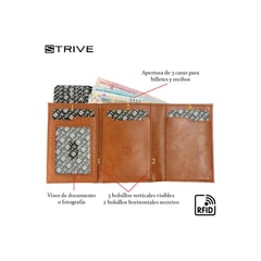 STRIVE - BILLETERA RFID INTELIGENTE SMART WALLE TARJETERO ALUMINIO CUERO MARRÓN