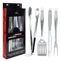 GRILLCORP - Set de Utensilios Parrilleros Profesionales Inoxidables