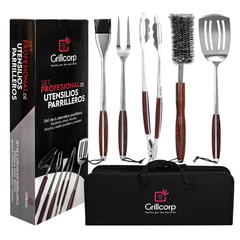 GRILLCORP - Set de utensilios parrilleros Profesionales de 6 piezas