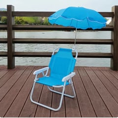 INSPIRA - Silla de Playa Camping Terraza Plegable Azul con Sombrilla