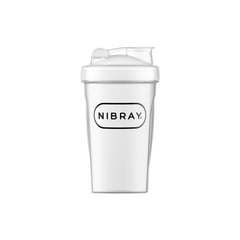 NIBRAY - Shaker Deportivo Blanco con Mezclador de Acero 400 ml