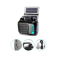 EWTTO - Radio Portátil Doble Panel Solar con Linterna y Foco FM AM