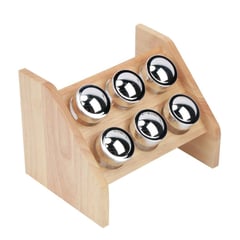 BIX - Set de 6 Especieros Vidrio Base Madera -