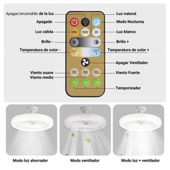 OEM - Ventilador Foco Led 36w / 3 Tonos De Luz 3 Velocidad