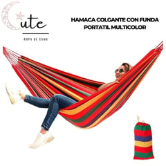 CUTE - HAMACA COLGANTE CON FUNDA PORTÁTIL MULTICOLOR