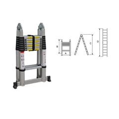 GENERICO - Escalera telescopica retractril 5 metros 2 En 1, 17 pasos 150kg