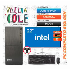 INTEL - Computadora PC Core i5 8400 8VA GEN RAM 8GB SSD 500GB Monitor 22 FHD