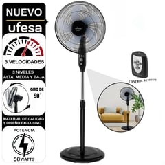 UFESA - Ventilador Pedestal con Control y Temporizador