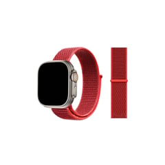 GENERICO - Correa Nylon para Apple Watch y Smartwatch 42mm a 49mm Rojo