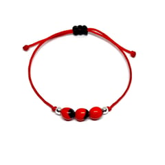 ESPIRAL ROJO - Pulsera Huayruro Bebé Recién Nacidos - Hilo y Plata