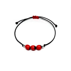 ESPIRAL ROJO - Pulsera Huayruro Bebé Recién Nacidos - Hilo y Plata