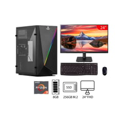 PC - RYZEN 3 3200G RAM 8GB SSD 256GB M.2 +MONITOR LG 24MQ400 24+MK120