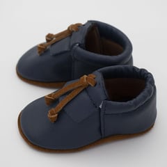 TINY MOCS - PIBE ZAPATO PARA NIÑO RESPETUOSOS CUERO BABY AZUL NOCHE