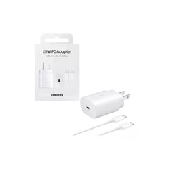 SAMSUNG - Cargador 25W USB C de Carga Rápida Original Blanco