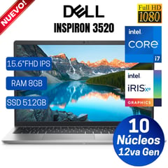 DELL - Laptop Dell Inspiron 3520 15.6" FHD IPS, Core i7-1255U-12va Gen, Ram 8GB, 512GB SSD, Free Dos