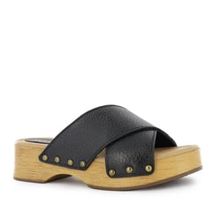 SESTRA - Sandalias Mujer Ester02 Negro Cuero Natural