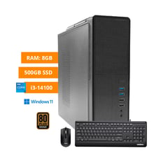 VASTEC - Computadora SILVER Intel Core i3-14100, 8GB, 500GB SSD, Windows 11 Home