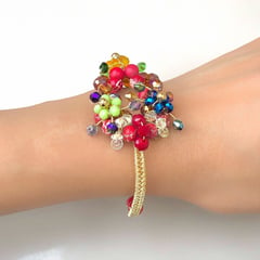 GENERICO - PULSERA BRAZALETE MULTICOLOR PIEDRAS