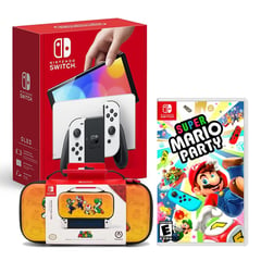 NINTENDO - Consola Switch Oled Blanco + Mario Party + Estuche Mario And Friends