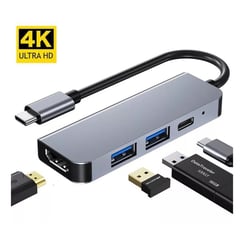 OEM - Hub Adaptador 4 en 1 Tipo C a HDMI 4K / USB/ PD 87W