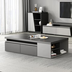 TU MESITA - Mesa de Centro Moderna Extensible Beberly color Negro/Gris