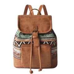 SIIHENRRY - - Bolso Mochila de Cuero Vegano y Textil SI-1070-BRW Marrón