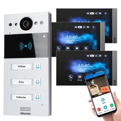 AKUVOX - Videoportero de tres botones y monitor interior ¡Control total desde tu celular