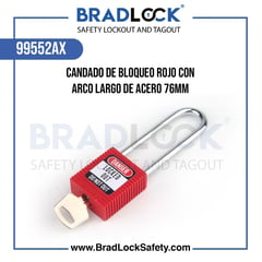 BRADLOCK - Candado de Bloqueo 99552AX en Nylon con Arco de Acero 3 llave única