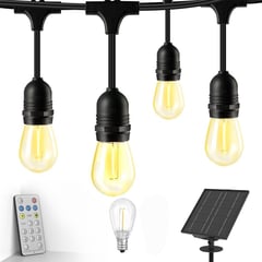 MN ELECTRONICS - Guirnalda Colgante Solar y AC 20 Focos Led 1.5W 10M IP65 Carga Rapida