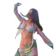 LIMA BIKINI - Bikini 4 piezas tie dye verde claro