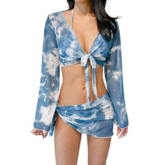 LIMA BIKINI - Bikini 4 piezas tie dye blue