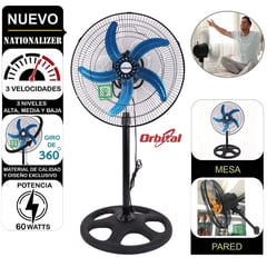 NATIONALIZER - Ventilador 3 en 1 Orbital 18″ 60W Negro