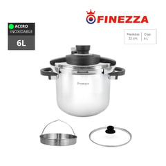 FINEZZA - OLLA A PRESIÓN DE ACERO INOXIDABLE 6L