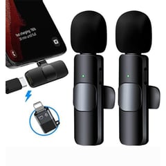 OEM - Microfonos inalambricos solaperos 2 en 1 K9 Tipo C y Adaptador Iphone