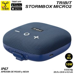 TRIBIT - StormBox Micro2 - Altavoz Bluetooth Azul