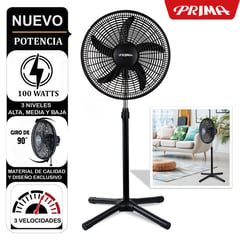 PRIMA - Ventilador de Pedestal 18" 100 Watts 3 Velocidades YL-1805-1P