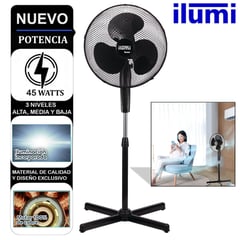 ILUMI - Ventilador de Pedestal 3 Velocidades con Iluminación 45W