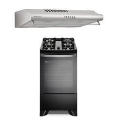 ELECTROLUX - Cocina 4 Quemadores Negro (FE4GP)+ Campana Extractora 50cm (EJSE202TBJS)